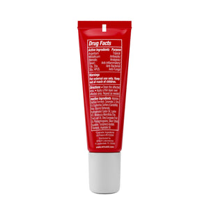 red tube with drug facts for topical ointment