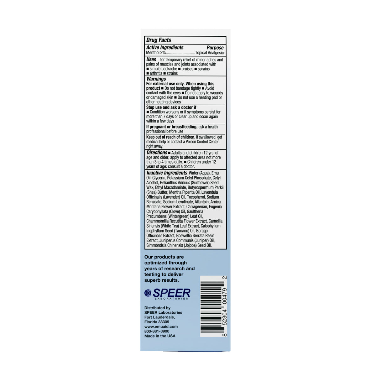topical analgesic cream ingredient label