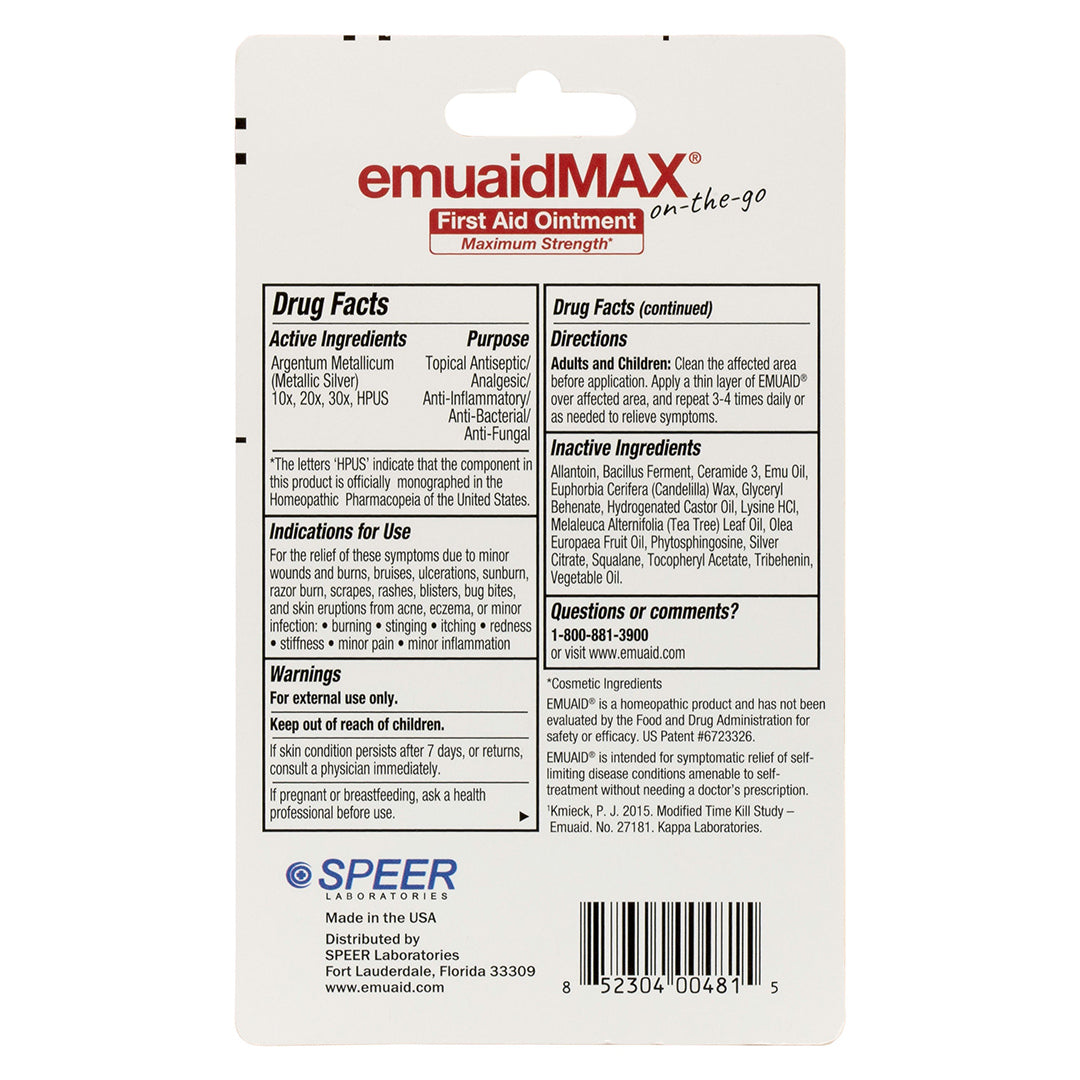 emuaidmax first aid ointment packaging back