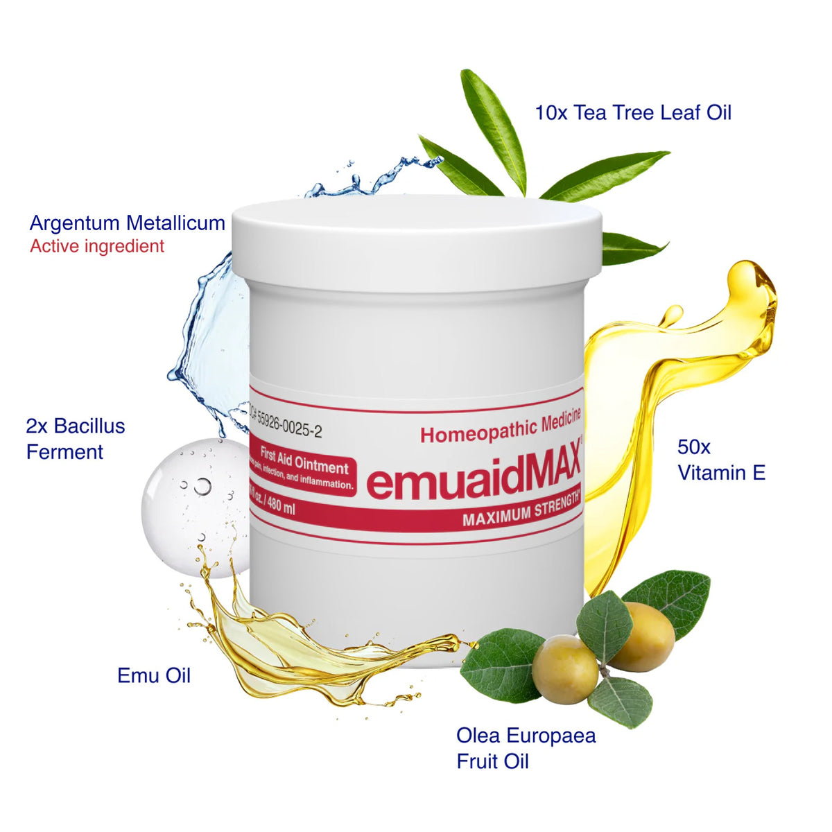 emuaidmax ointment with ingredients including tea tree oil and vitamin e