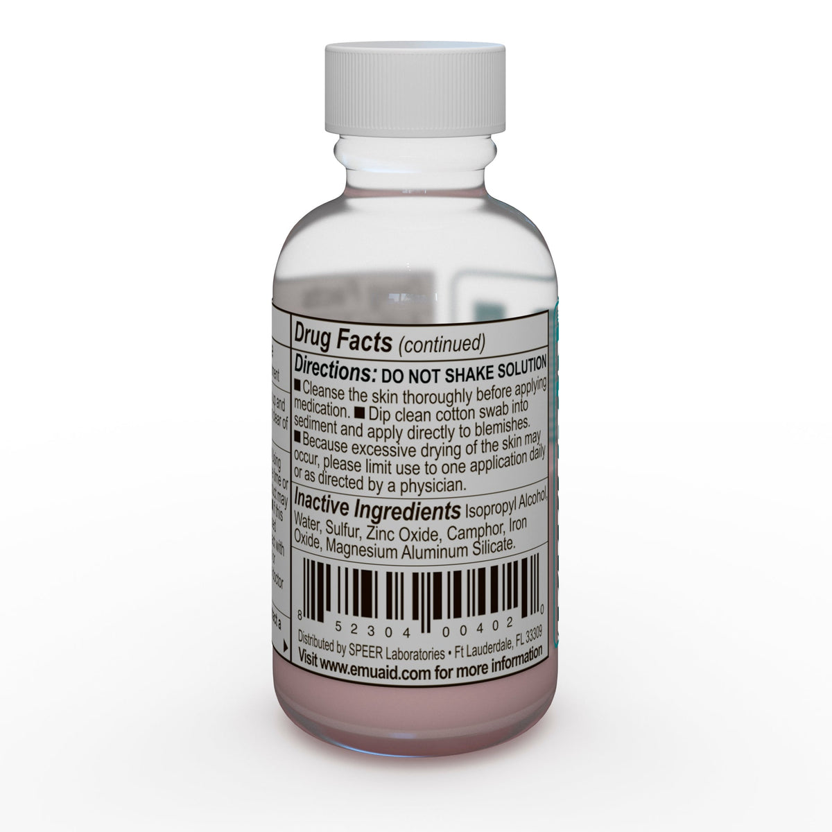 bottle with drug facts label and ingredients