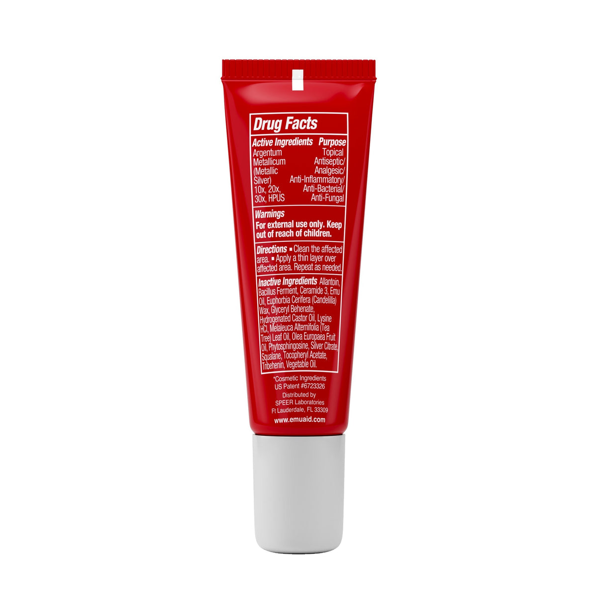 red tube with drug facts for topical ointment