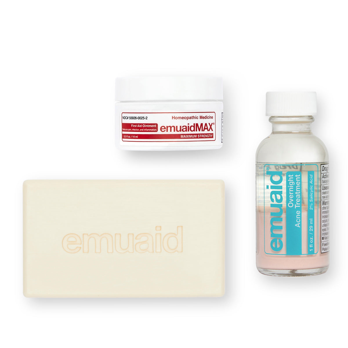 emuaidmax jabón pomada y set tratamiento acné