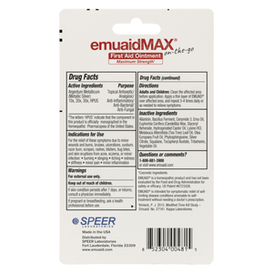 emuaidmax first aid ointment back label