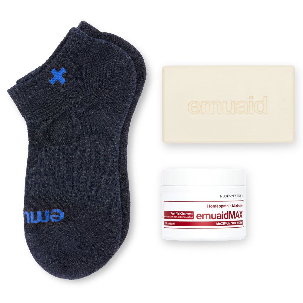 emu socks bar soap and first aid ointment