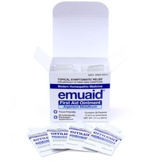 emuaid first aid ointment box and packets