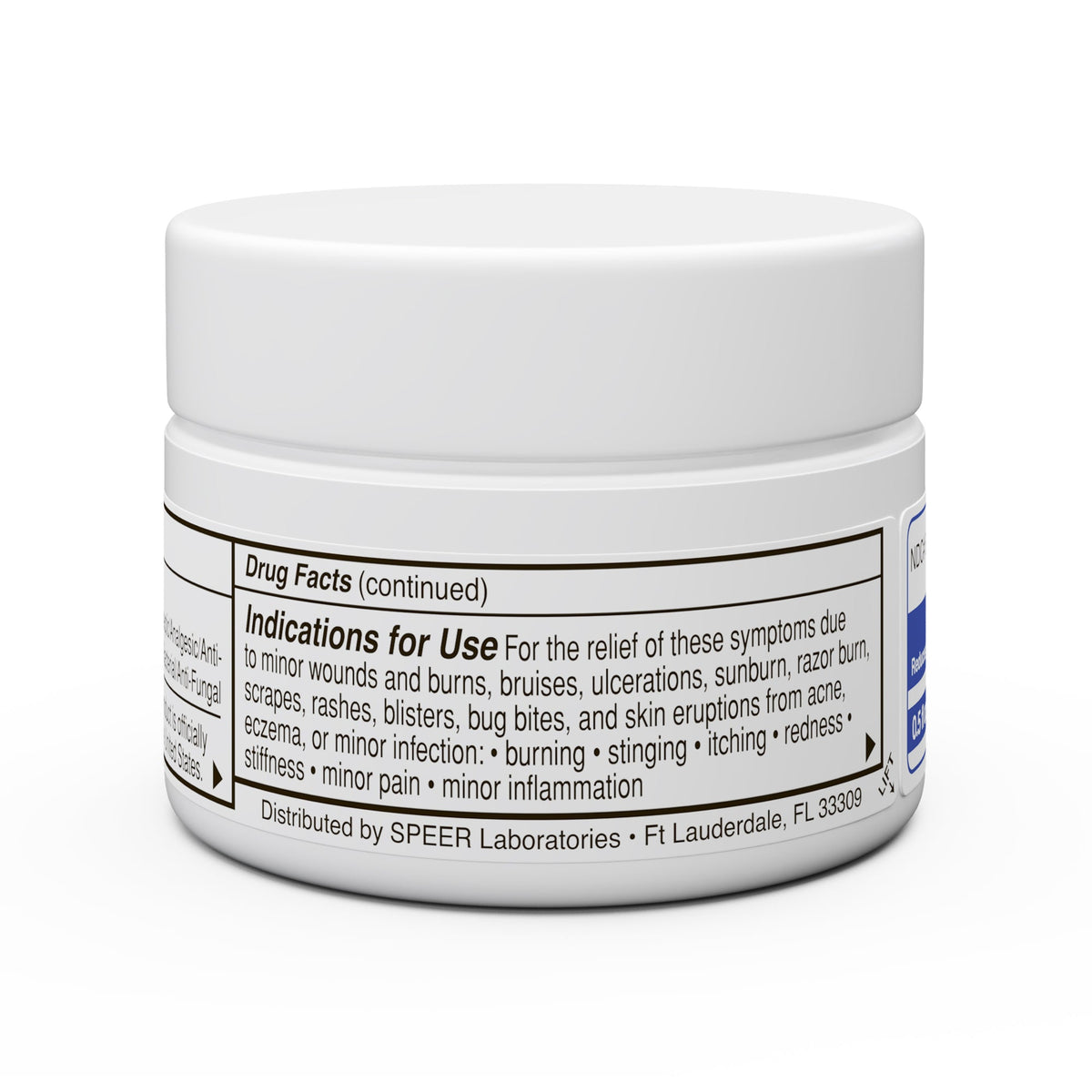 ointment jar with drug facts label