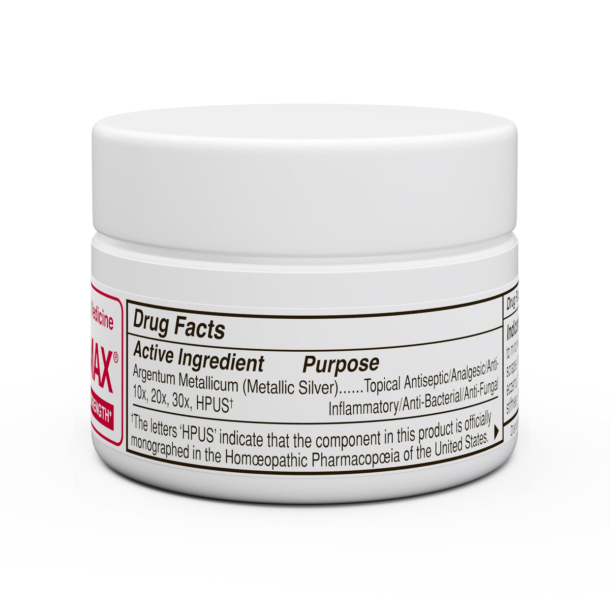 homeopathic ointment jar with drug facts label