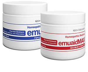 This is a picture of the EMUAID® Regular First Aid Ointment 2oz and the EMUAIDMAX® First Aid Ointment 2oz.